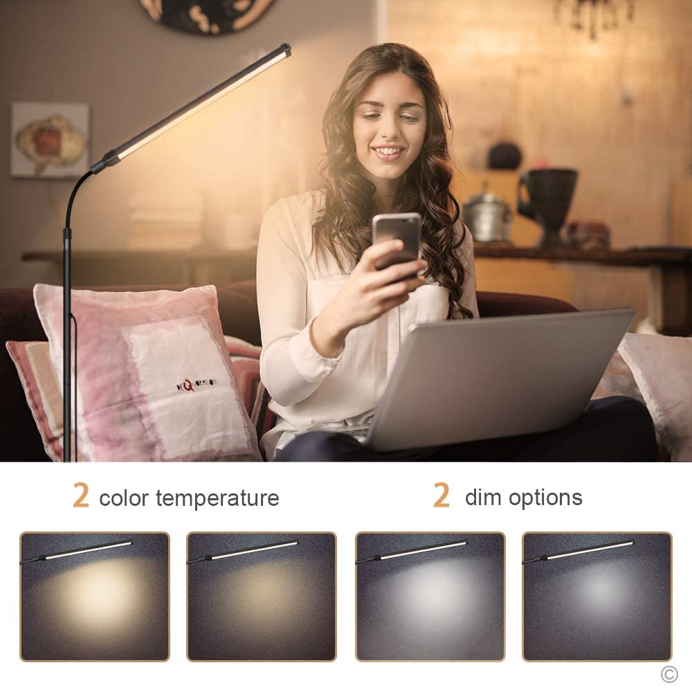 Lampada Da Terra LED Regolabile | Collo Di Cigno 360° | 3 Altezze + Dimmer | USB | Per Estensioni Ciglia E Lettura - Foto 5