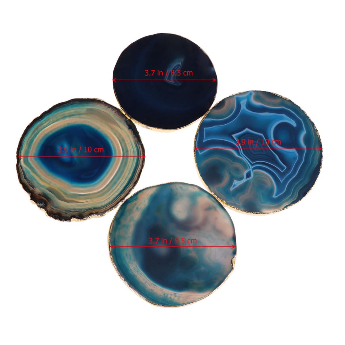 POPETPOP Sottobicchieri Creativi 4 Pezzi in Pietra di Agata Blu Rotondi Geometrici Isolamento Termico e Tappetino Antiscivolo per Ufficio e Tutte le Occasioni