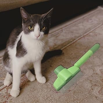 2PCS Cat Dog Grooming Cleaning Comb,Pet Hair Removal Tool with Release Button