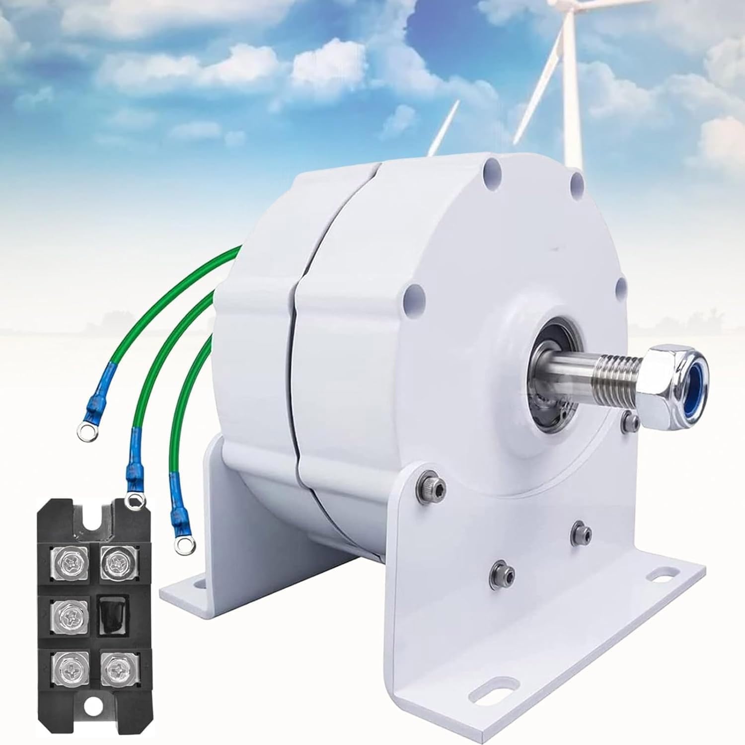 3 Phase Low RPM Permanent Magnet Alternator 10000W,12000W,14000W,16000W Permanent Magnet AC Brushless Generator, 12V 24V 48V with Controller for Wind Water with Base(48V,14000W)