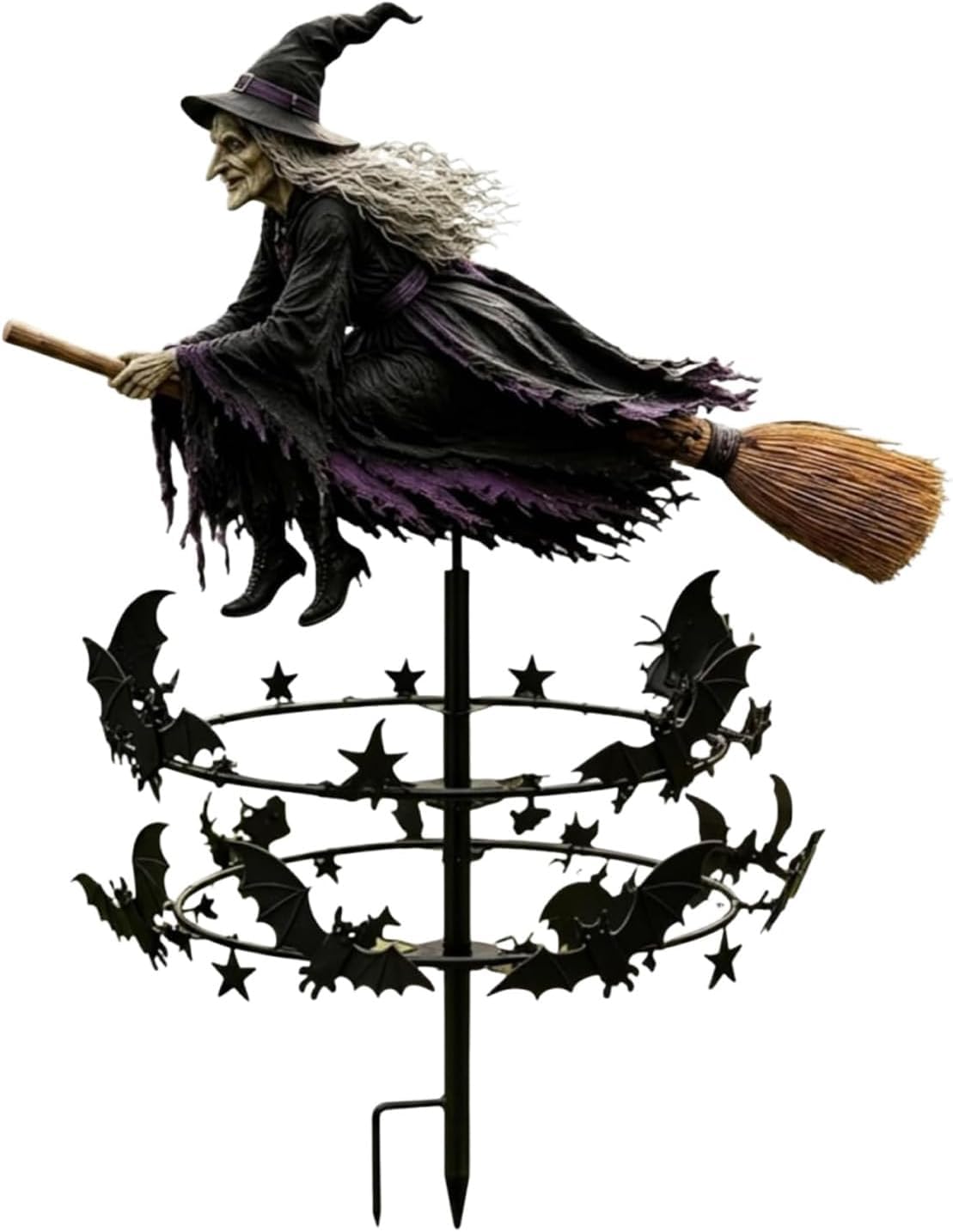 The Enchante-d Witch Garden Wind Spinner, Wind Spinners Outdoor, Halloween Decorations Outdoor, All-Weather Durability, Fade-Resistant Finish 1pcs