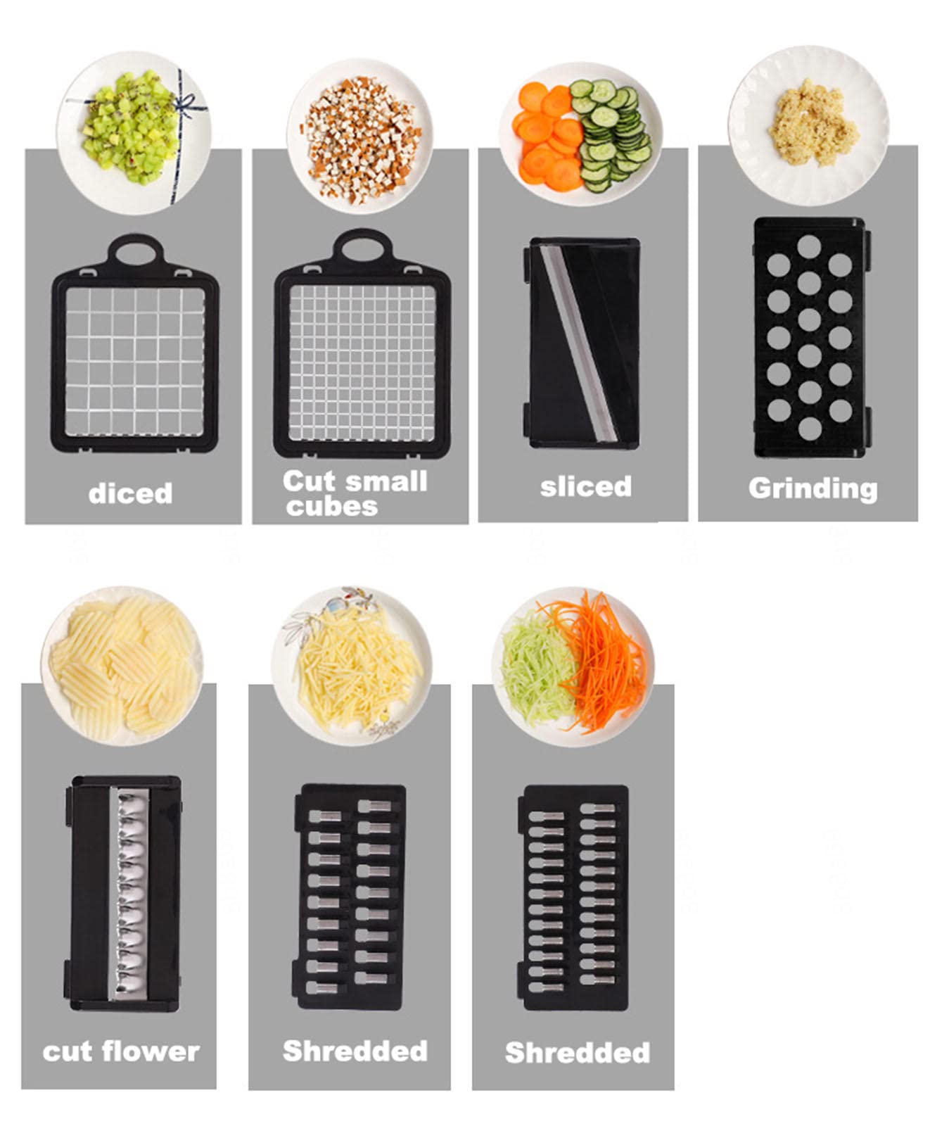 Gemüseschneider, Multifunktionaler All-in-1-Obst- und Gemüseschneider, Gemüseschneider für Die Küche, Würfelschneider, Karotten- und Knoblauchschneider mit Behälter,B
