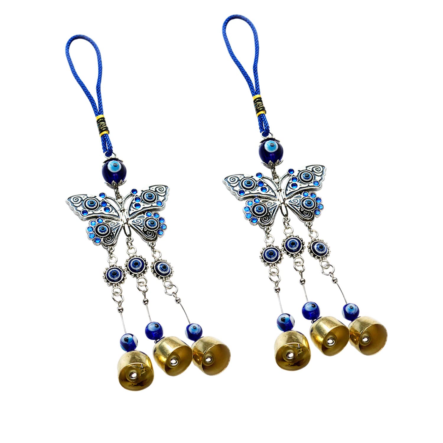 YEZILUU 2 Pack, Butterfly Wind Chimes with Bells Wind Chimes, Dream Catcher, Spiritual Healing Organizer, Introductory Welcome Bells, Suitable for Indoor, Outdoor Patio Decoration