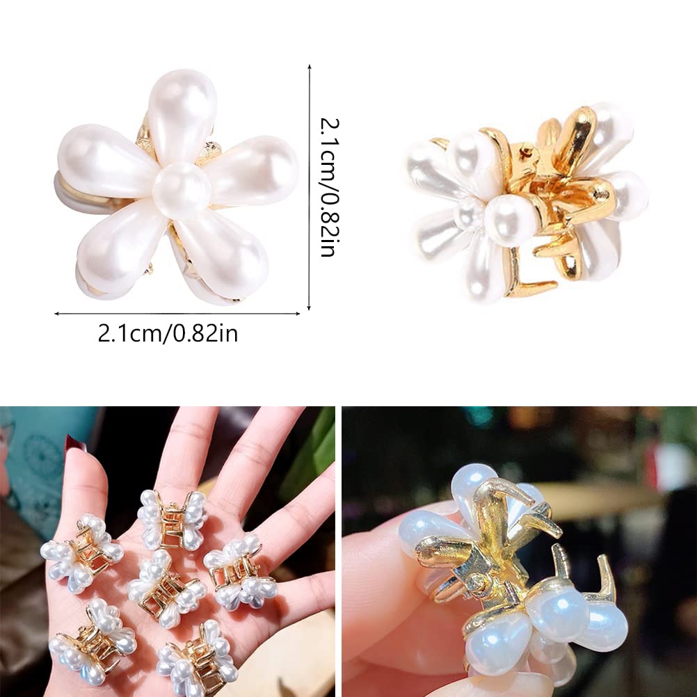 20 Pcs Mini Pearl Claw Clip, BetterJonny Small Pearl Hair 
