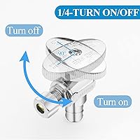 Vista 3 de WiseWater Válvula de parada de ángulo de giro de 1/4, compresión de diámetro exterior de 1/4 pulgadas x 1/2 pulgada PEX válvula de cierre de agua