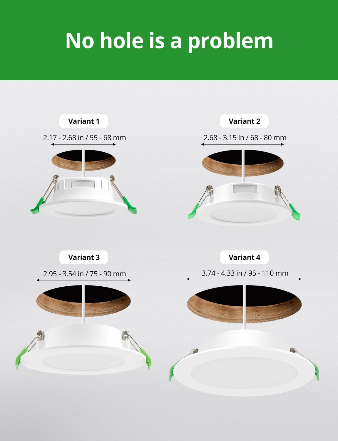 HOMEOW Zestaw 12 wpuszczanych reflektorów LED, bardzo płaski, otwór Φ75-90 mm, 220 V 5 W reflektor łazienkowy IP44, 4000 K, neutralne białe, wpuszczane reflektory sufitowe do kuchni, salonu
