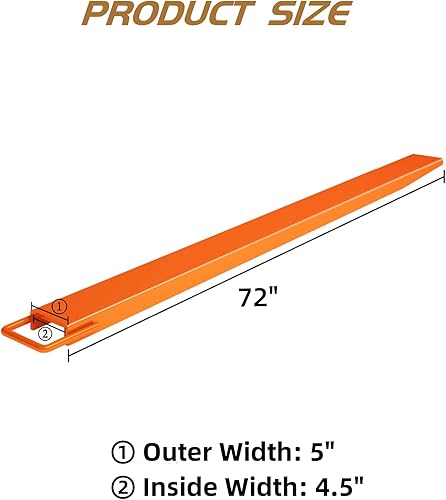Miniatura 9 de Extensiones de horquilla para plataforma, 72 pulgadas de largo y 4.5 pulgadas de ancho, extensiones de carretilla elevadora deslizantes, 1 par,