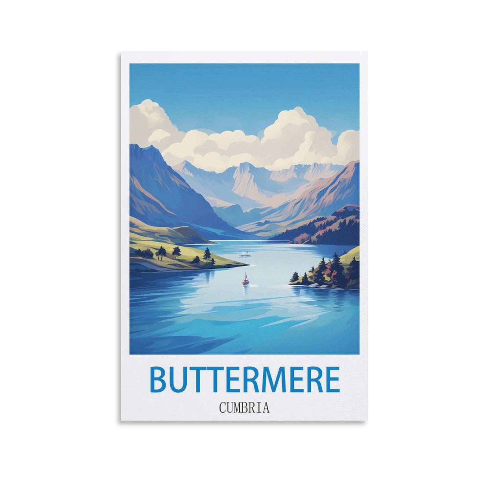 Ndoud Buttermere Cumbria Vintage Travel Poster 12x18inch(30x45cm) Wall Art Picture Print Canvas Painting for Living Room Home Decor