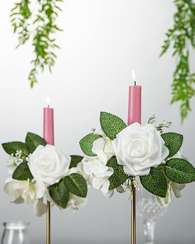 Miniatura 2 de DuHouse 25 rosas artificiales con tallos, flores de espuma de tacto real para bricolaje, ramo de boda, centro de mesa, arreglo floral, fiesta,