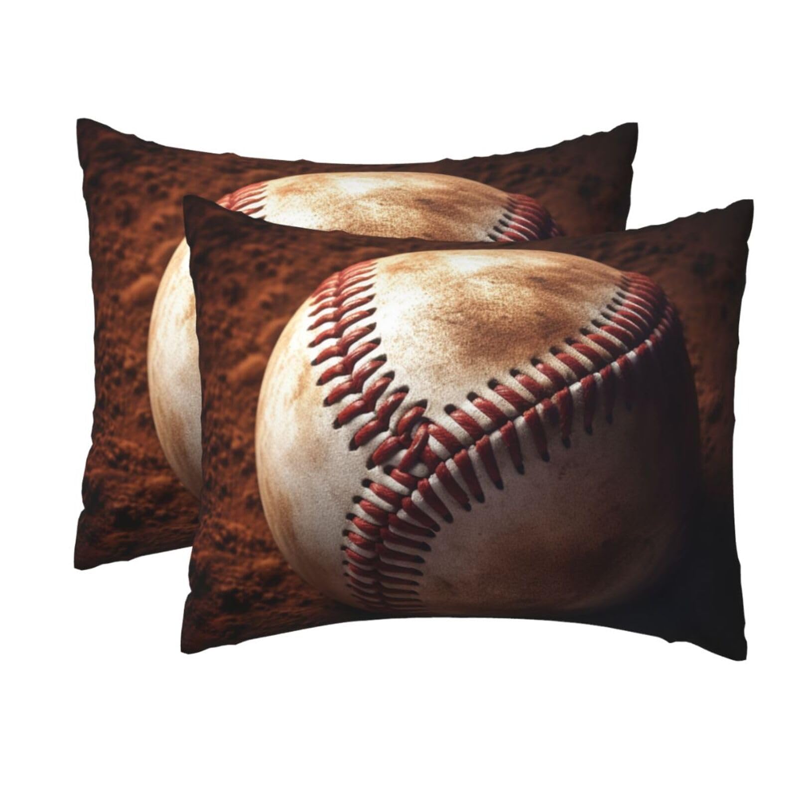 2 Pack Standard Pillow Cases with Hidden Zipper, Soft Breathable Pillow Covers for Hair and Skin, Baseball Pillowcases 20"x26" Bed Pillow Protectors Cover for Sleeping Gifts