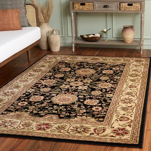 SAFAVIEH Lyndhurst Collection Accent Rug - 3'3 x 5'3, Black & Ivory, Traditional Oriental Design, Non-Shedding & Easy Care, Ideal for High Traffic Areas in Entryway, Living Room, Bedroom (LNH212A)