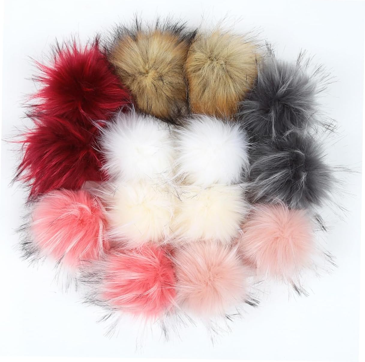 GRIRIW 20pcs Faux Fur Plush Balls for DIY Clothing and Accessories Diameter Rubber Band Style for Hats Shoes Scarves and Crafts