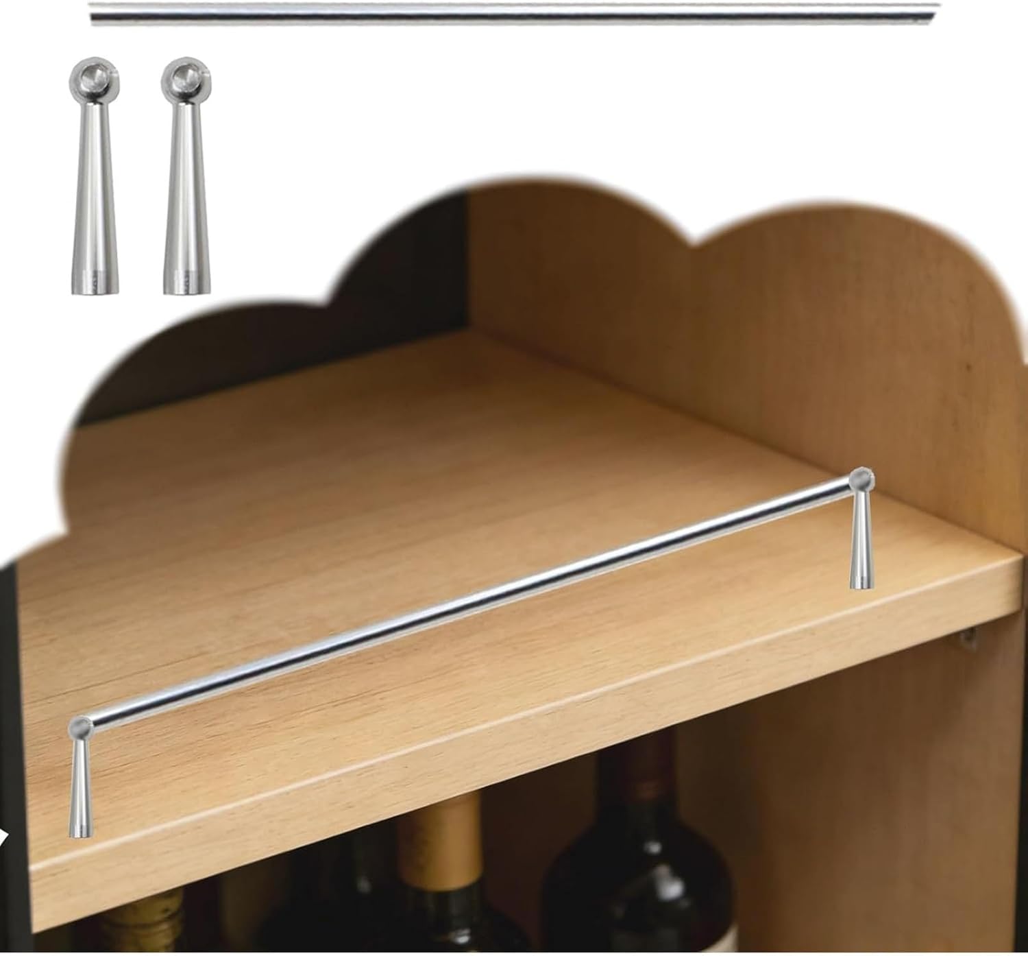 Anti-Fall Shelf Rail, Hotel/Office/Home Decorative Pole Rod With Accessories, Custom Cut Length Gallery Rails ﻿(Silver C,95cm/37.4")