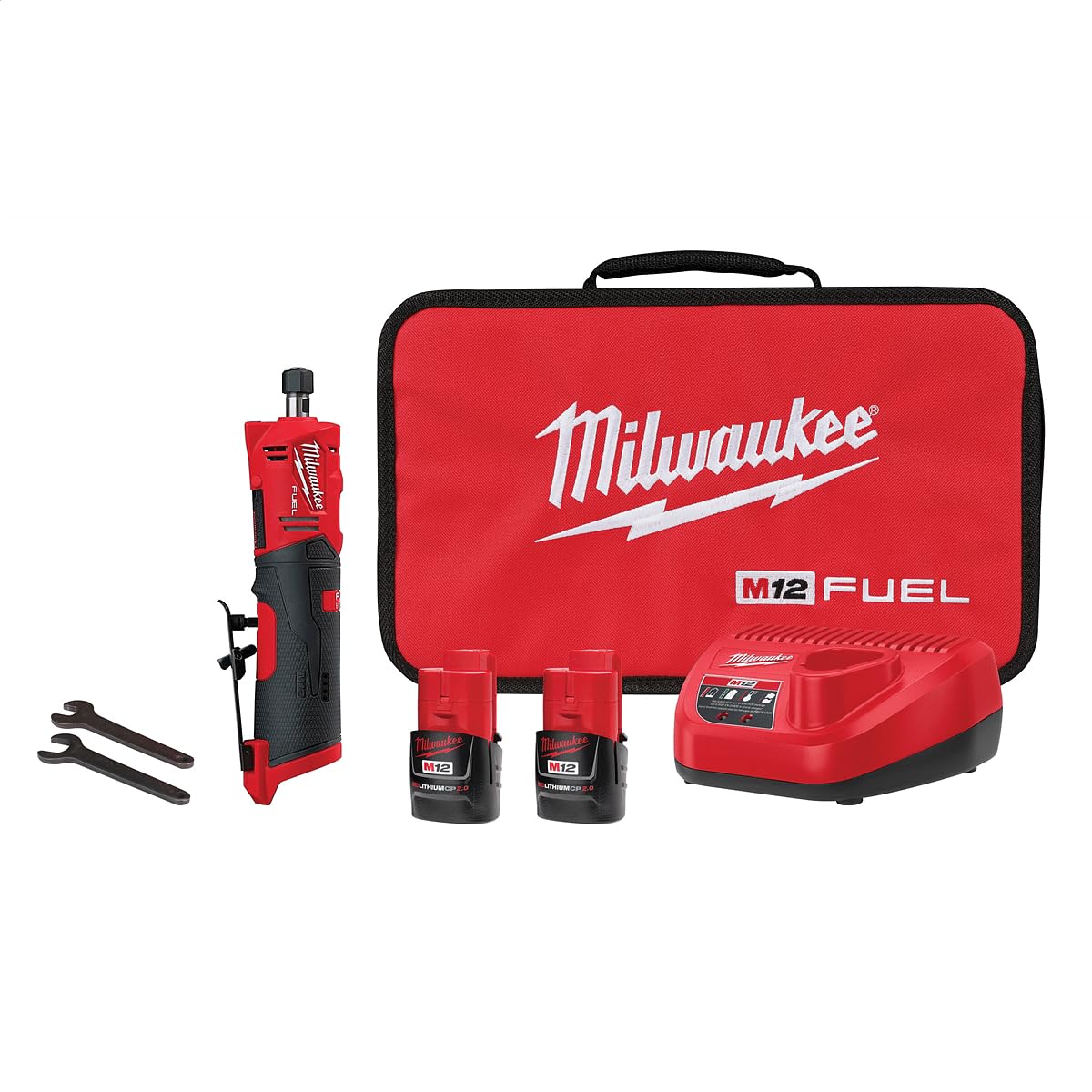 Milwaukee2486-22 M12 Fuel 1/4" Straight Die Grinder 2 Battery Kit