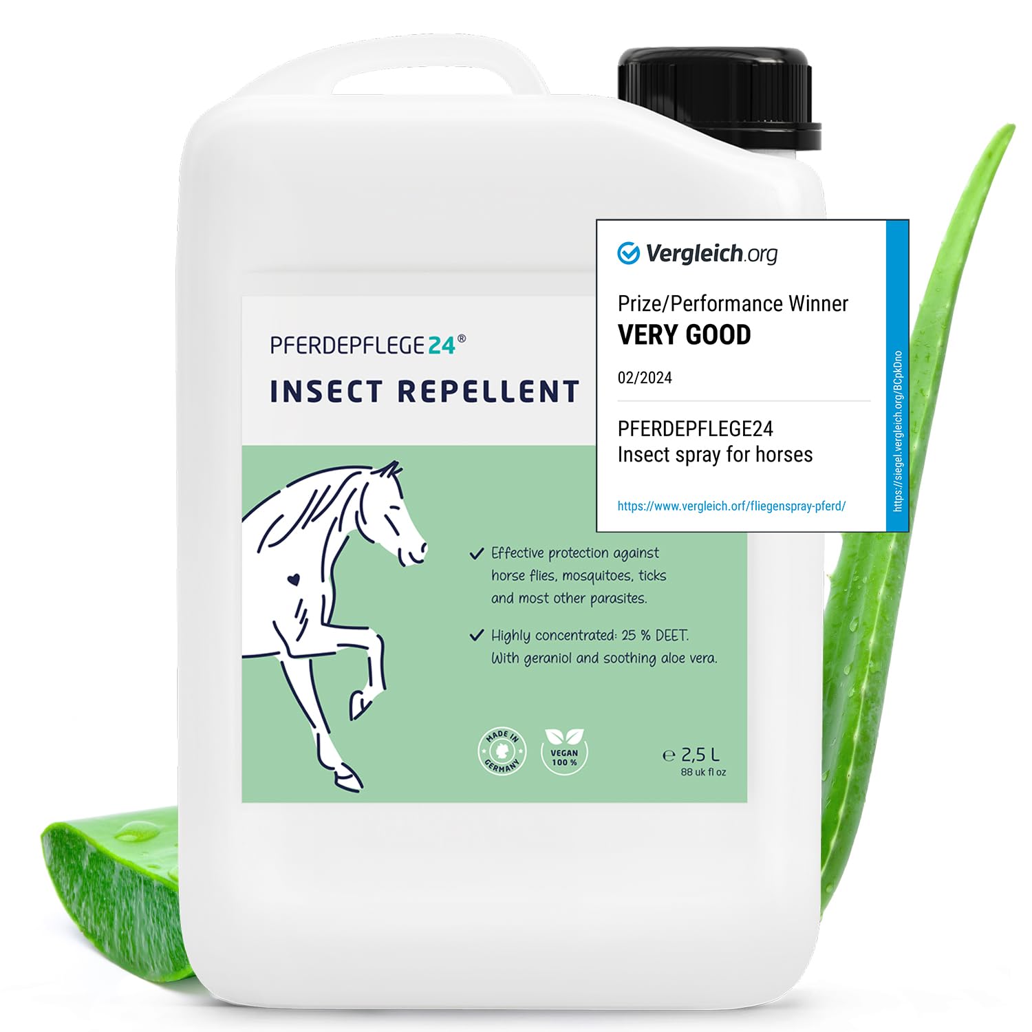 Horse Fly Spray with DEET - Long-Lasting, Highly Concentrated Fly Repellent for Horses against Mosquitoes, Ticks, Midges & Horseflies - 2,5l Refill