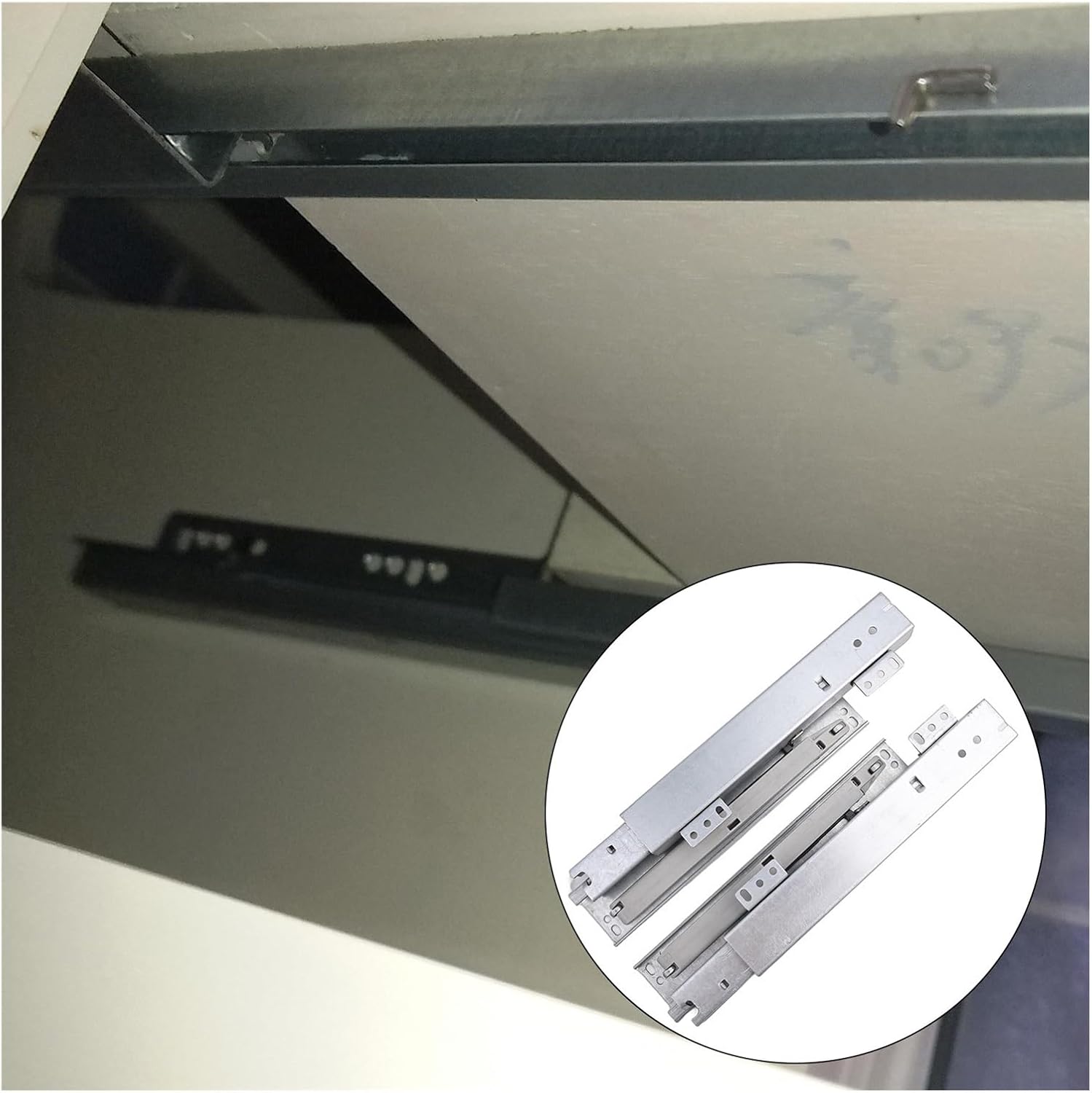 Drawer Slides Floor Mounting Underfloor Guides Display Cabinet Slide Rail Furniture Cupboard(250mm)