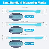 Vista 3 de Juego de 3 cucharas de espátula de silicona de doble extremo, raspador de tarro de mango largo y cuchara medidora con escala