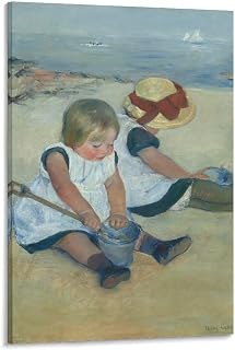 Children Playing on The Beach by Mary Cassatt Room Aesthetic Poster Print Art Wall Painting Canvas Posters Gifts Modern Bedroom Decor 12x18inch(30x45cm)