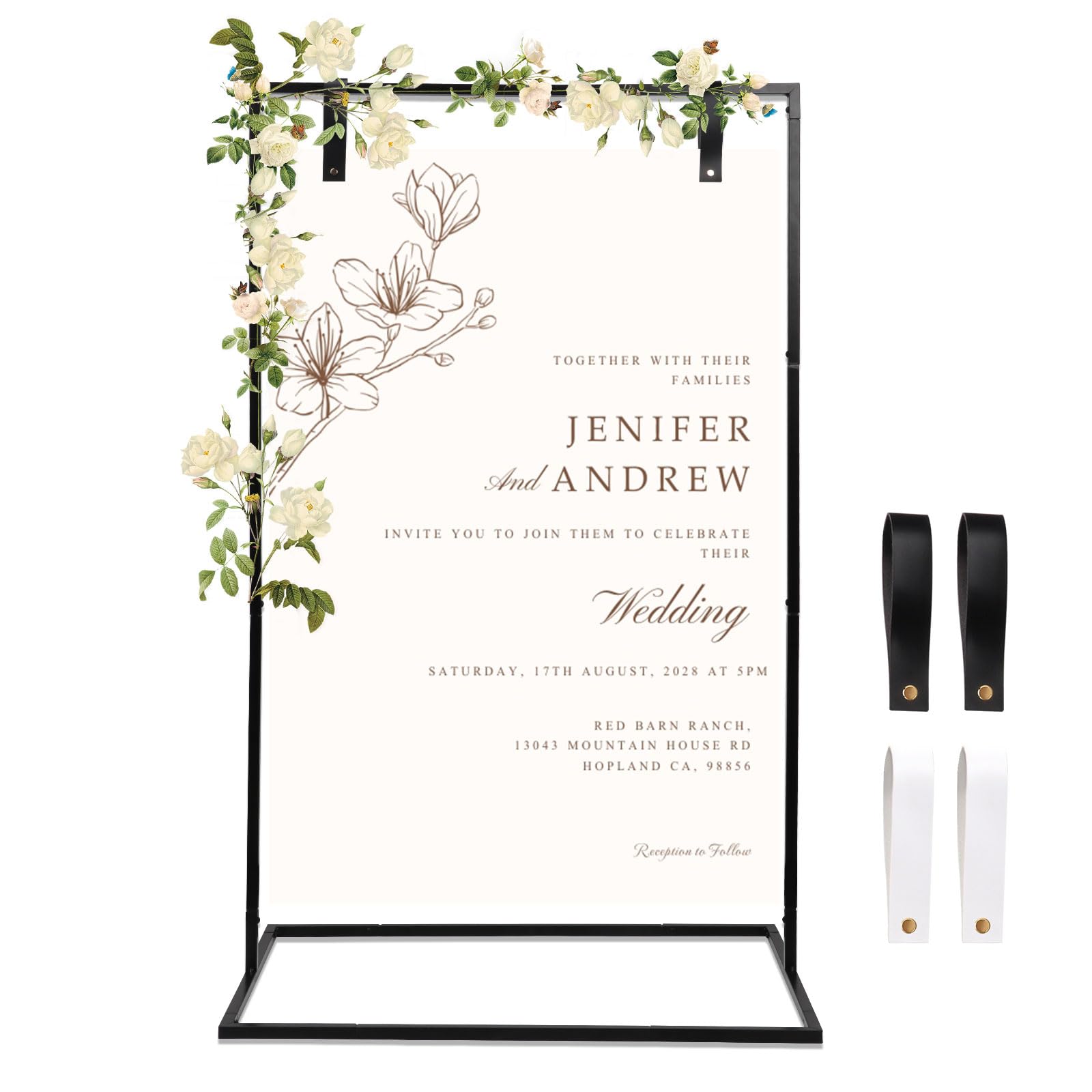 GAESHOW Willkommensschild für Hochzeiten, 73 x 53 x 123 cm, stehende Hochzeitsstaffelei für Willkommensschild, Metall-Staffelei für Sitztische, Hochzeit und Dekoration