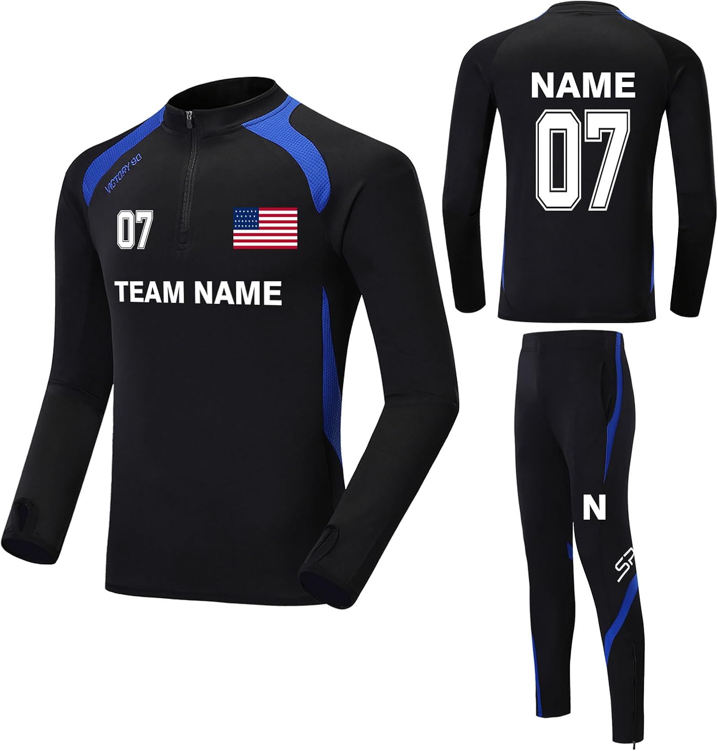 Custom Men and Women Tracksuit Athletic Tracksuit Personalized Soccer Jersey Training Suit with Name Team Number Logo