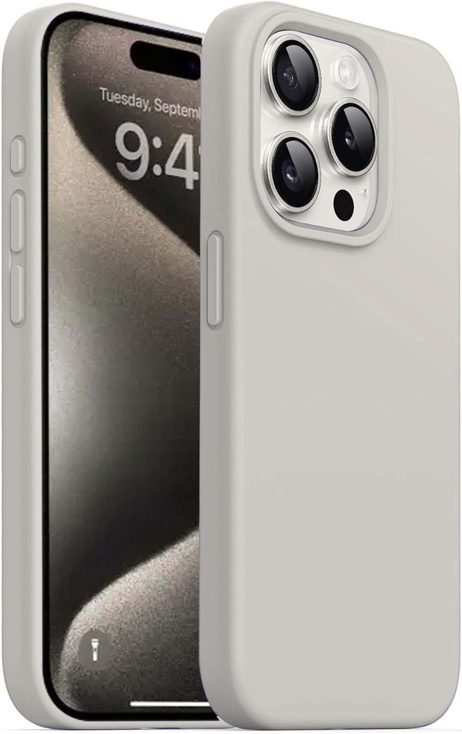 Case for iPhone 15 Pro Cover Gray Slim Fit Soft Back Silicone Cover Matte for iPhone 15 Pro ® (Titanium Gray)