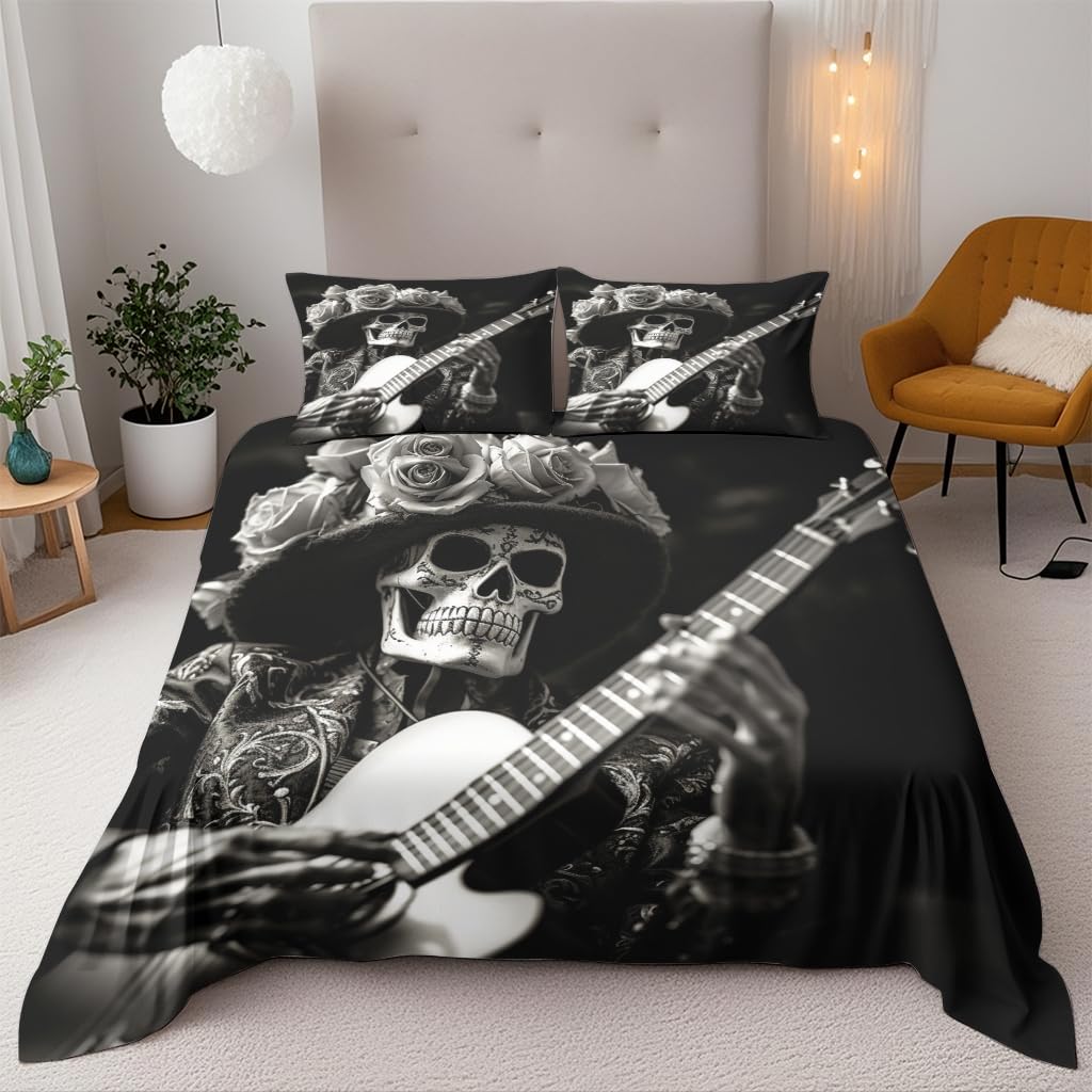Housse de couette skull 220x240 cm facile à laver pour en finir avec les draps froissés