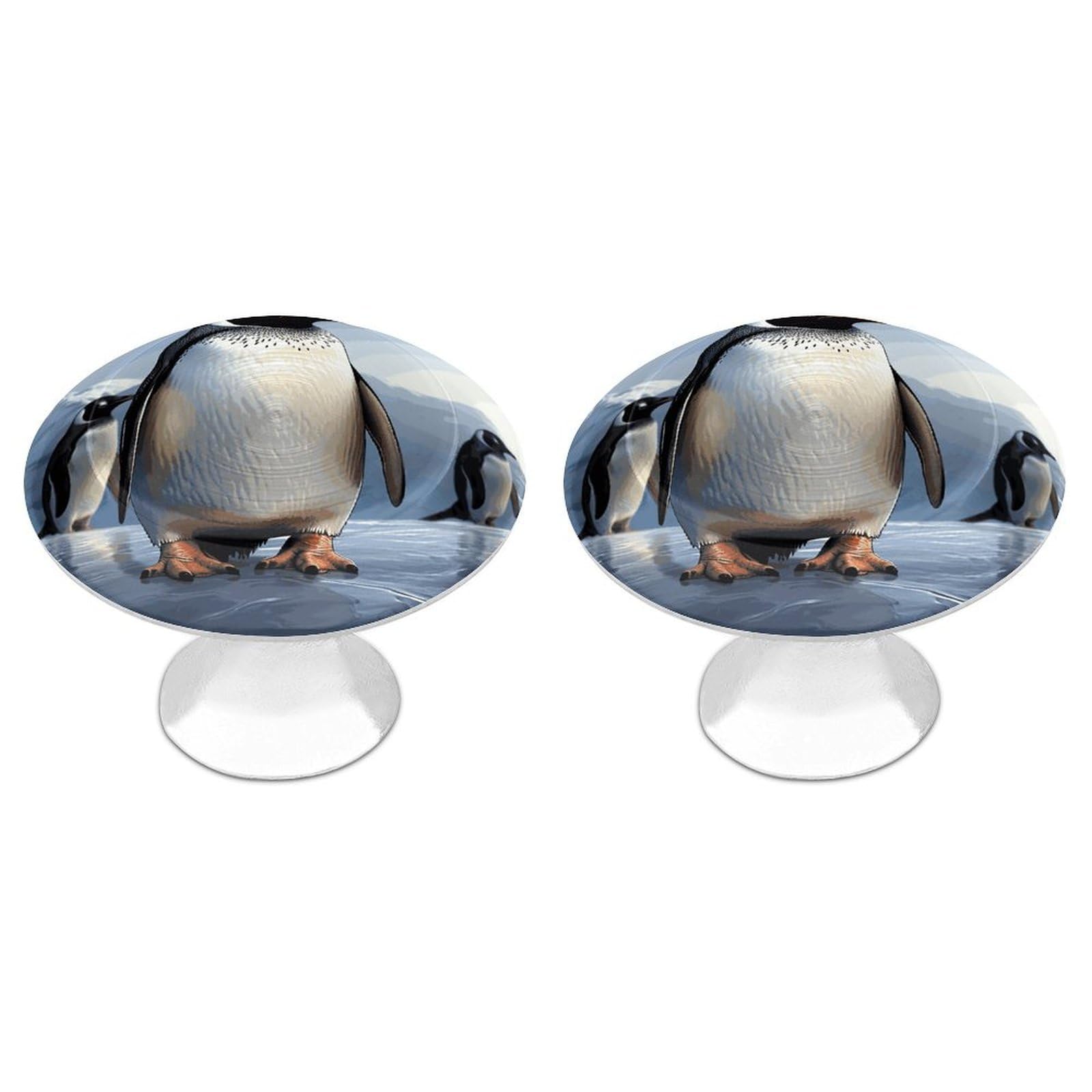 Fodpand White 2 Pack Cabinet Knobs 1.1 Inch Single Hole Drawer Pulls Handles Decorative Penguin Furniture Knobs For Dresser Kitchen Bathroom Cupboard Wardrobe Vanity Closet Door Hardware