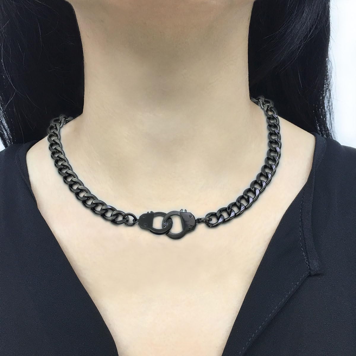Succuba ステンレススチール 手錠チョーカーネックレス チェーンペンダント チョーカーカラーネックレス 男女兼用 16~24イ