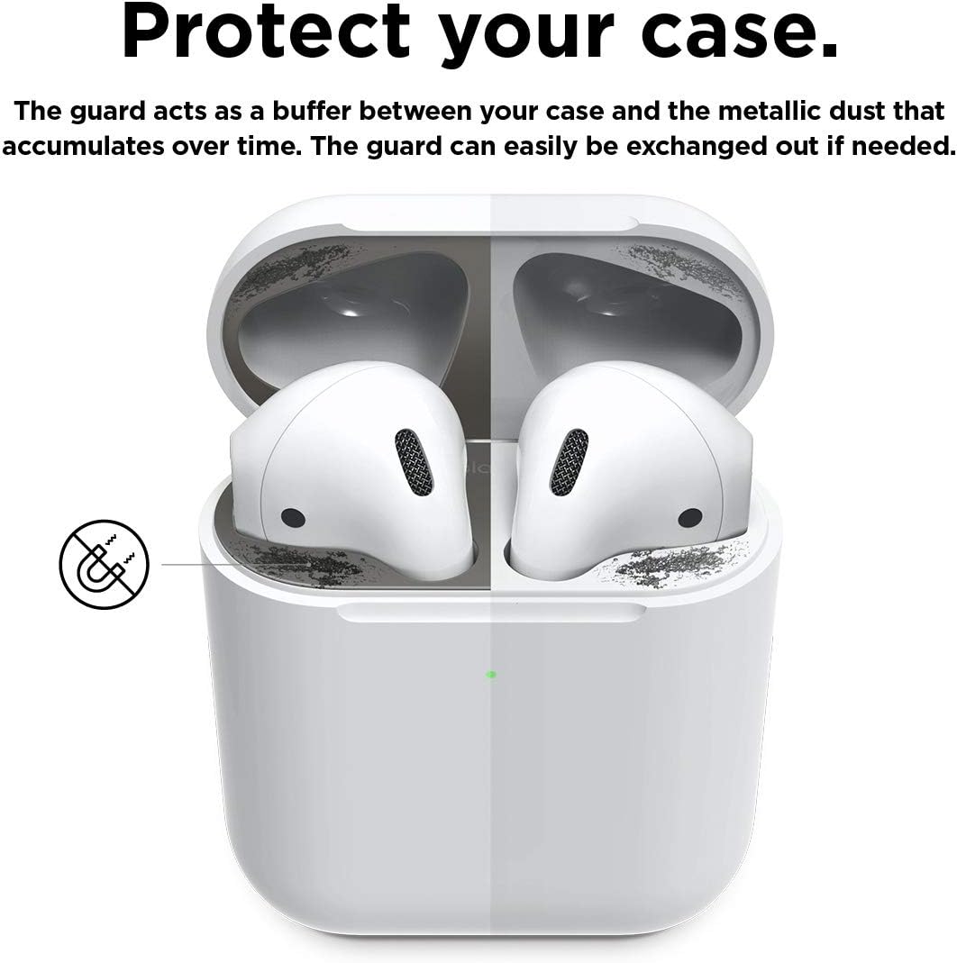 elago AirPods 2 Dust Guard (Matte Space Grey, 1 Set) Dust-Proof Metal Cover, Luxurious Finish, Watch Installation Video - Compatible with Apple AirPods 2 Wireless Charging Case [US Patent Registered]
