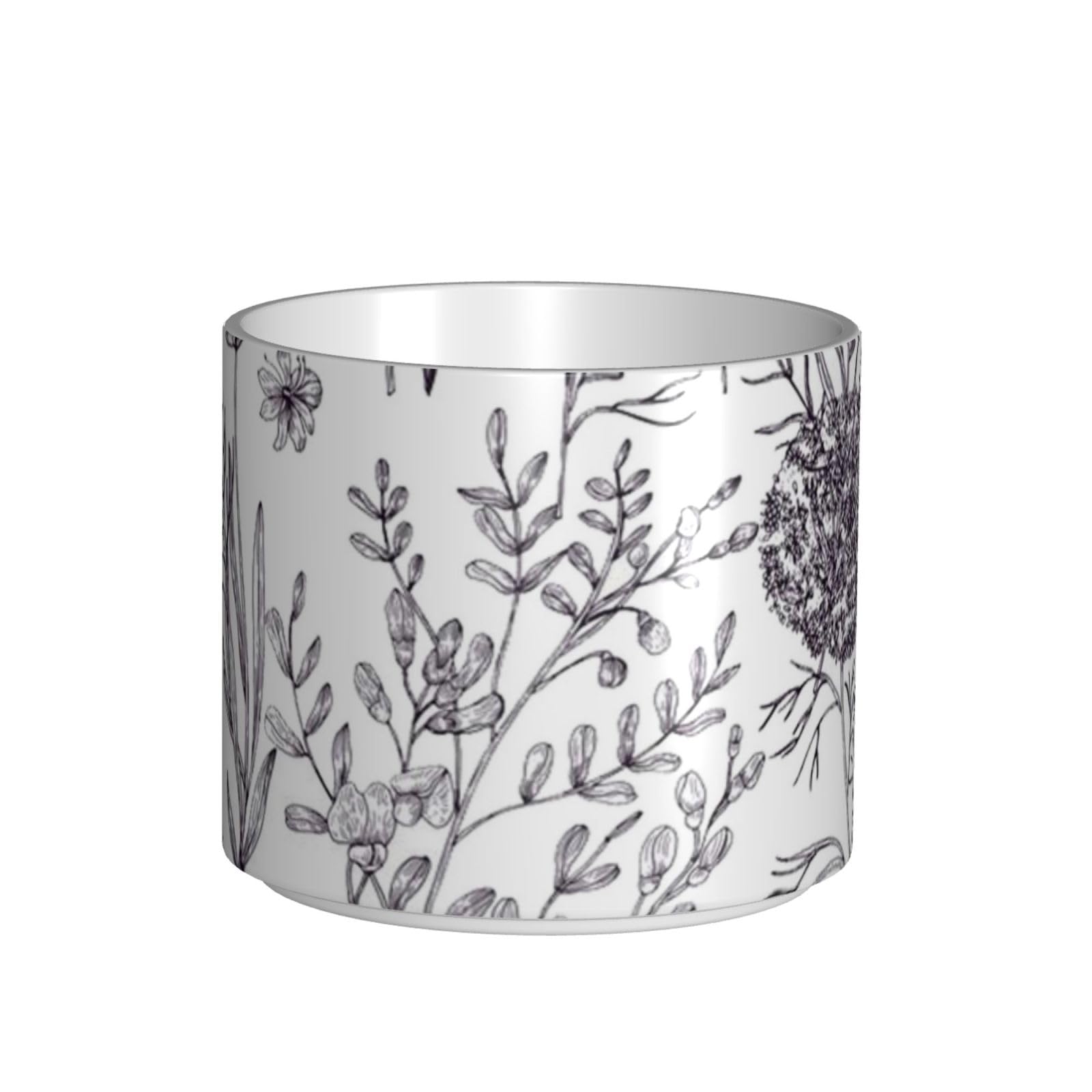 Kwitnące zioła i rośliny zielne drukowane kubki ceramiczne o dużej pojemności ceramiczny kubek do kawy