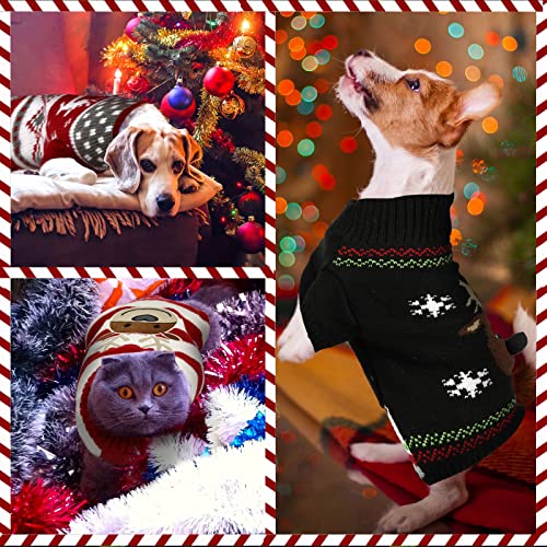 4 Pieces Dog Sweaters Christmas Halloween Dog Holiday Sweaters Puppy Snow Elk Reindeer Snowman Skull Elf Bats Pumpkins Turkey Heart Warm Cosplay Clothes For Small To Medium Dog(Medium,Cute Pattern) #TOP1