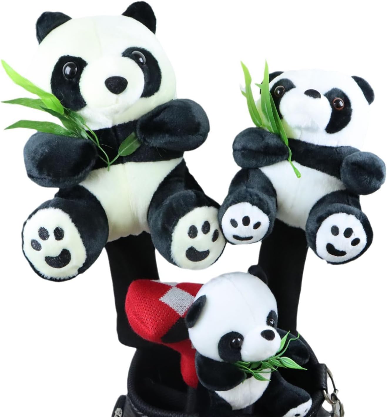 easyforever Charming Plush Panda Golf Club Head Covers - 1 Driver, Fairway Wood, 5 Wood, Putter - Great Gift for Golf Lovers 3Pcs/Set