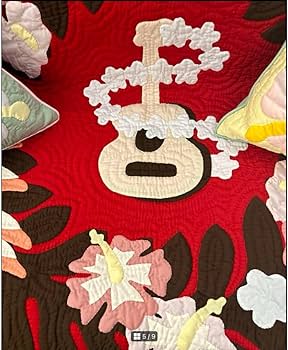 ベビーブランケット♡タペストリー♡ウクレレ♡105x105♡赤