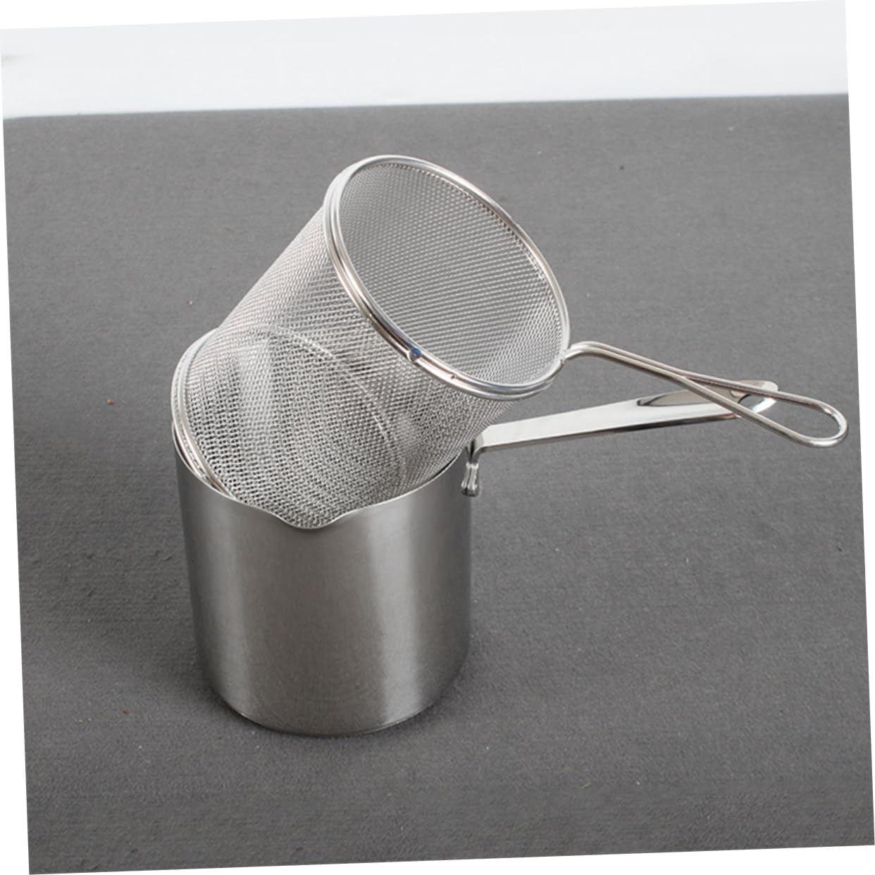 Ciieeo Stainless Steel Deep Pan Stir Fry Pan Outdoor Fryer Deep Fry Basket Pasta Basket