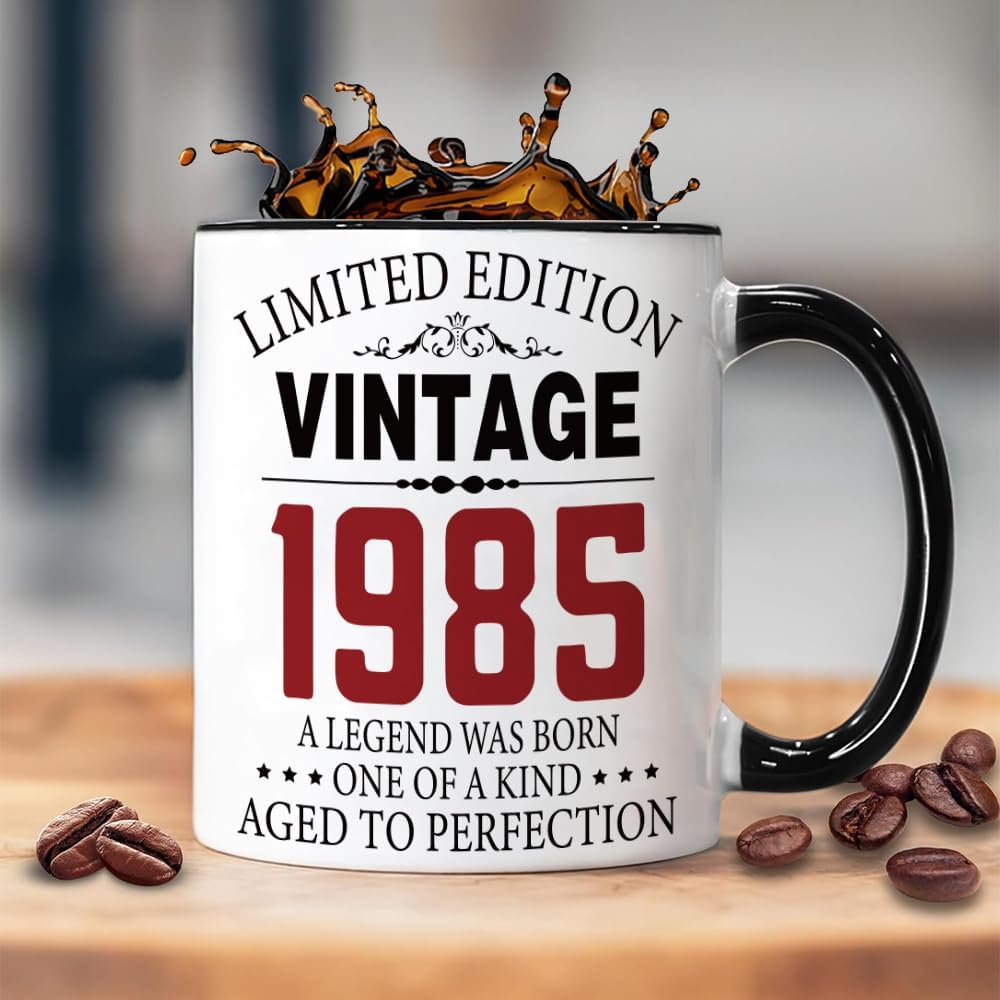 Quimoy 40th Birthday Gifts Women Men, 40 Year Old Gift, 1985 Birthday Gifts for Her Him, 40th Gift, 1985 Coffee Mug-11 Ounces - Image 4