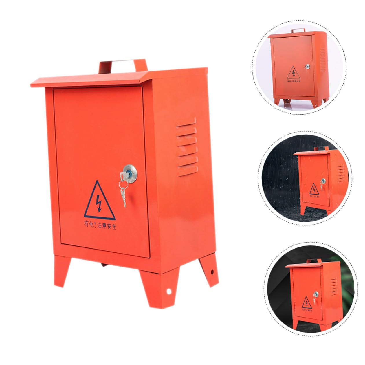 Outdoor Small Breaker Box Weatherproof Iron Distribution Electrical Power Box Handheld for Construction Site Temporary Use 250x300x180mm