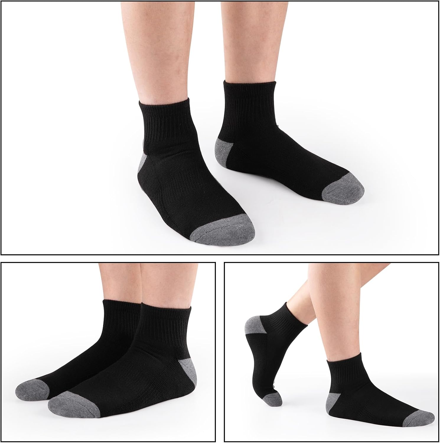 COOVAN 12 Pairs Mens Cushion Ankle Socks Men 12 Pack Low Cut Comfort Breathable Casual Socks - Image 2