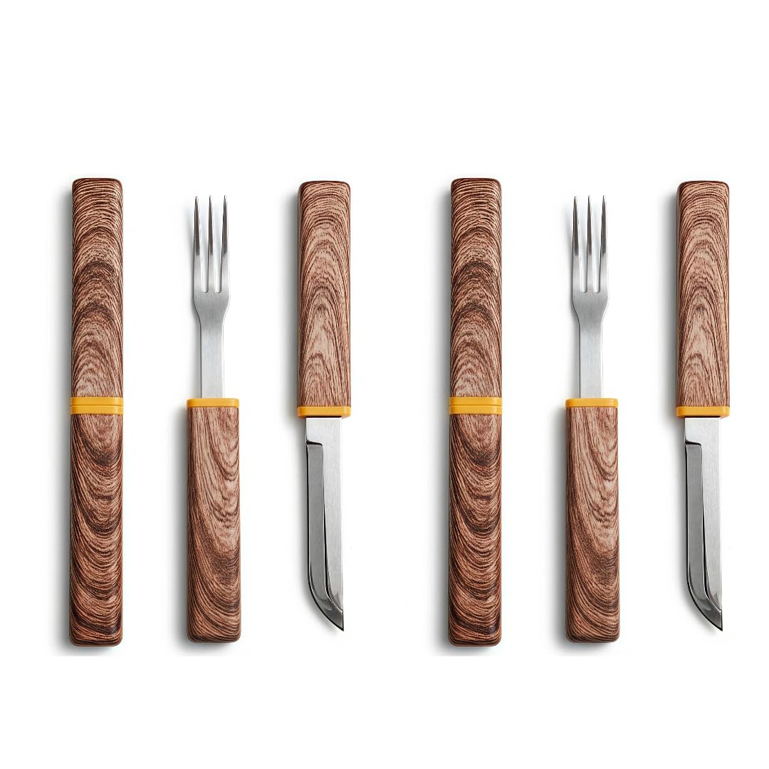 OESENX Travel Cutlery Set with Case, Detachable 2-in-1 Knife & Fork, Stainless Steel Portable Utensils for Lunch Box, Compact & Dishwasher Safe (4 Sets)