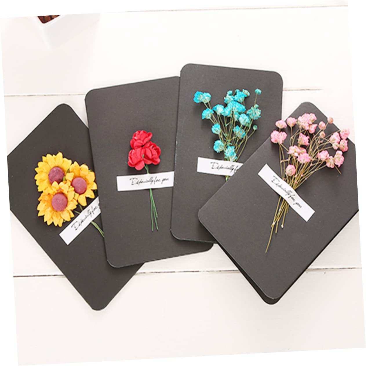 VILLCASE 3 Set Di Biglietti Di Auguri Unici Con Fiori Secchi Di Ringraziamento Per Insegnanti Amici E Famiglie 12 Pezzi * 3