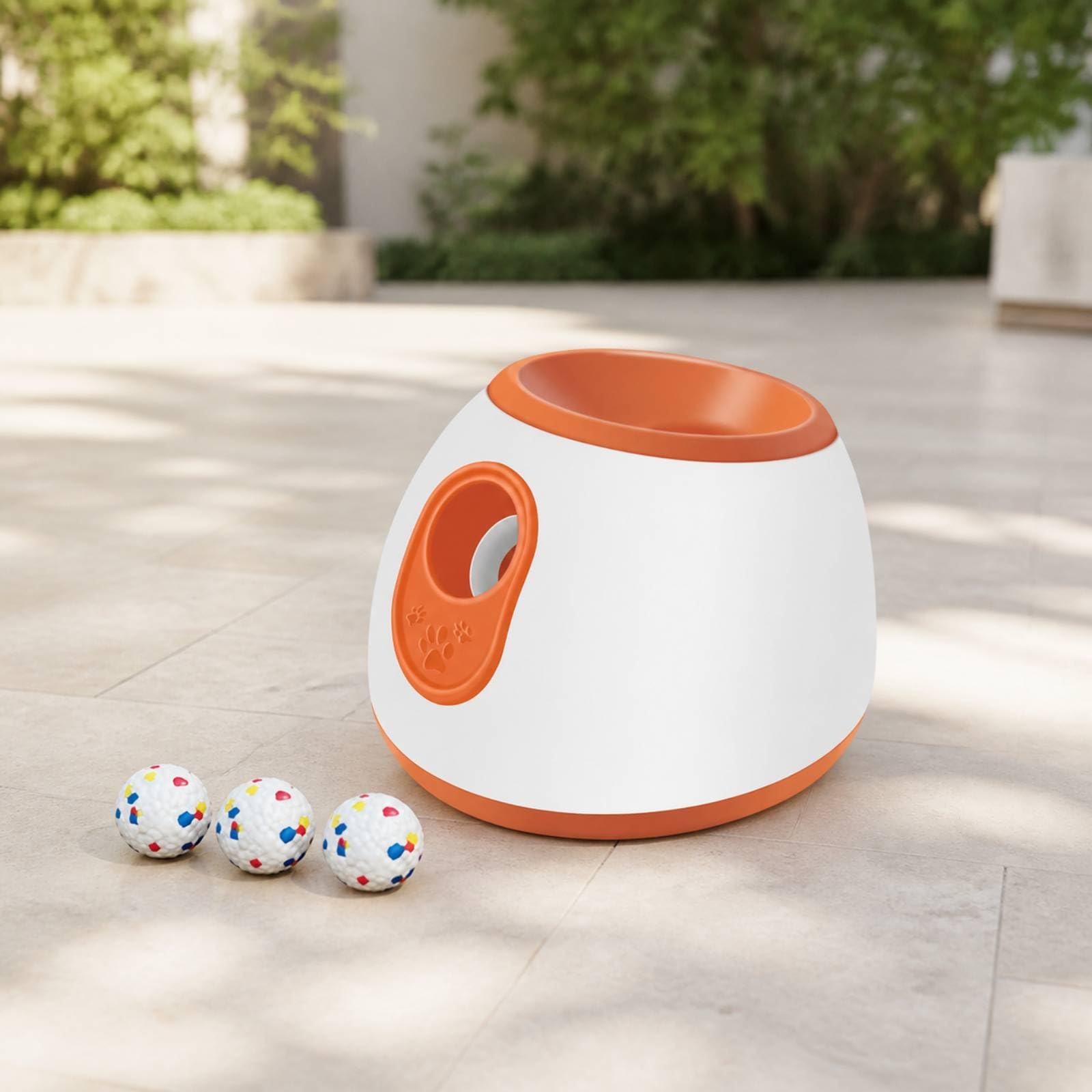 Lanciapalle Automatico Cane Gioco Interattivo Macchina Lancia 3 Palline Morbide in Schiuma Alloggiamento Tondo in per , Grigio , Lancia Palline Automatico Per Animali Domestici, Specifica Europea 220V