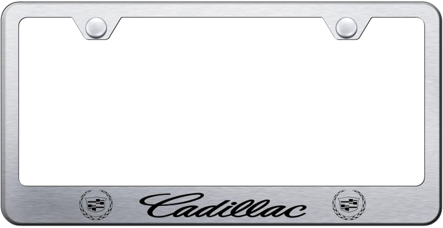 Au-TOMOTIVE GOLD Laser Etched Logo Stainless Steel License Plate Frame for Cadilac (Silver)