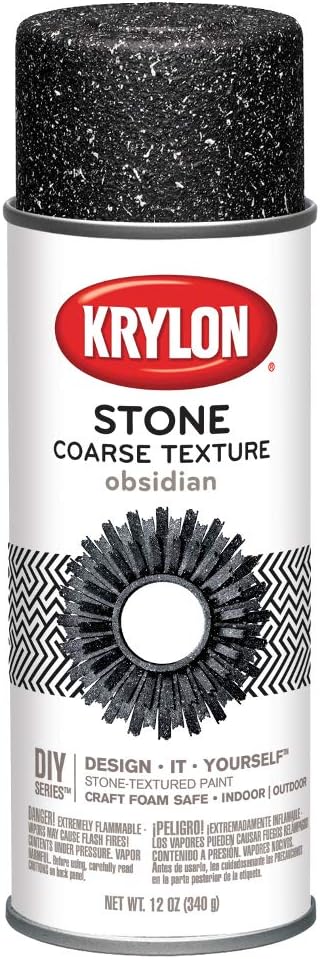 Krylon K18212 Coarse Stone Texture Finish Spray Paint, Obsidian, 12 Ounce