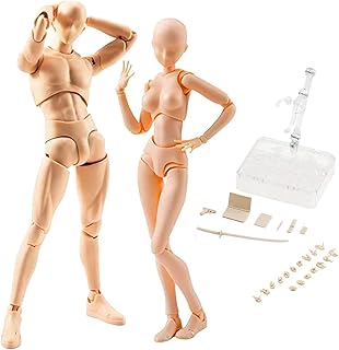 デッサンモデル デッサン人形素体漫画 モデル人形 男性と女性お絵かきマネキンフィギュアモデル モデルデッサン モデル人形1/12 小道具 スタンド付き ドールタイプ 素体 画材練習用