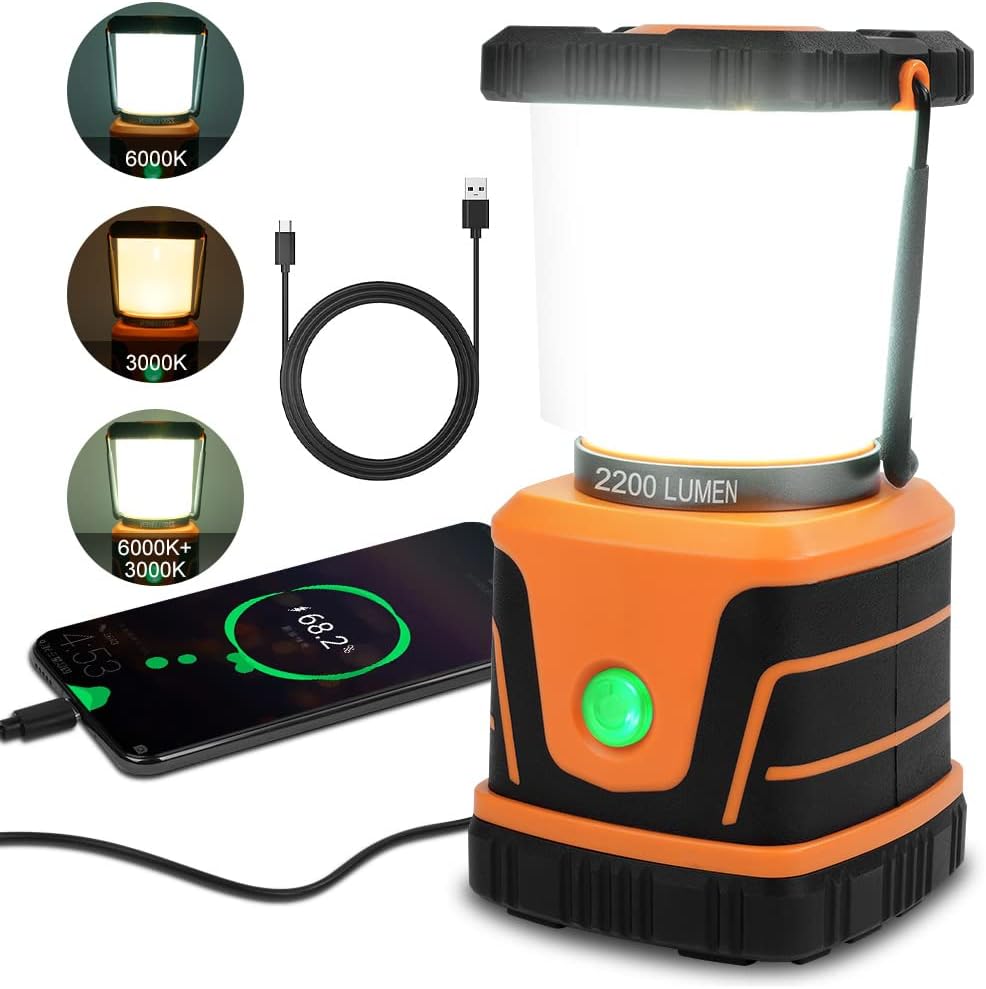 Flintronic 2200 Lumen LED Campinglampe, 6000mAh Akku Led Camping