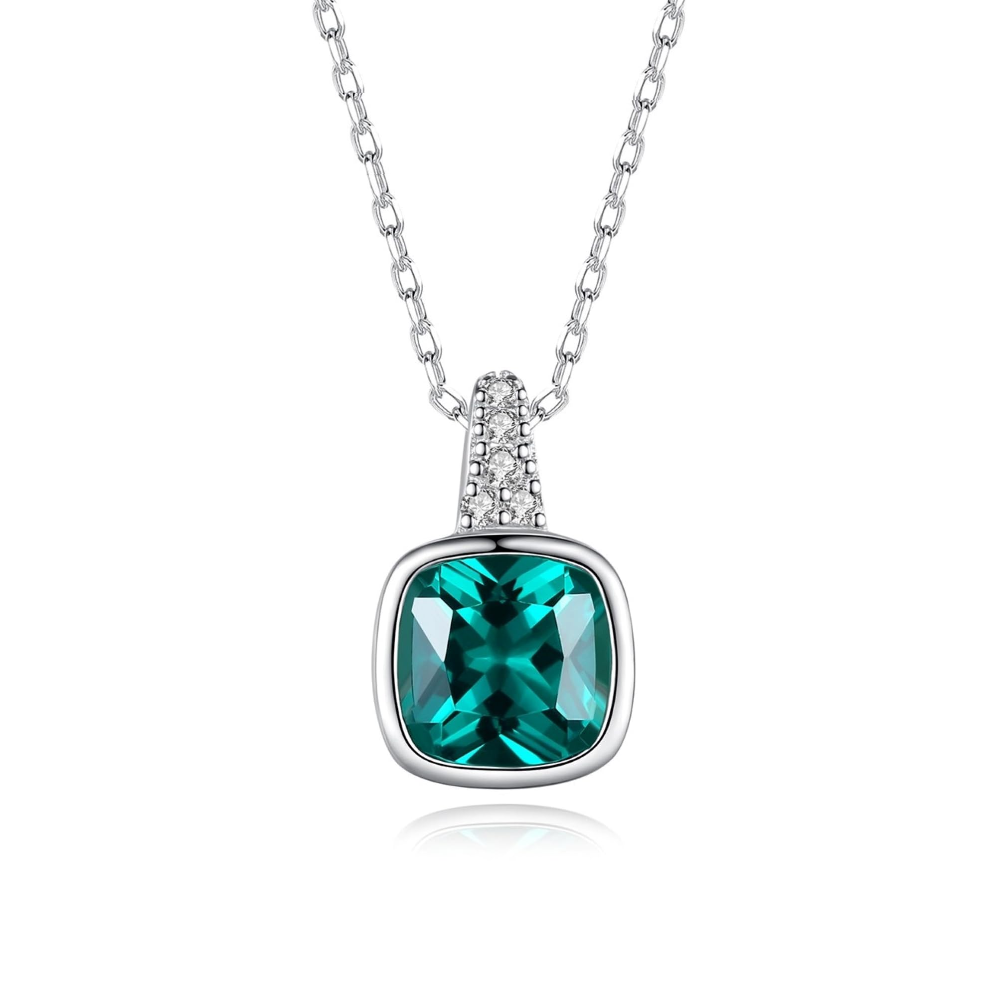 Collar en plata de ley 925 con esmeralda y diamante cz para mujer, colgante collar joyas regalo
