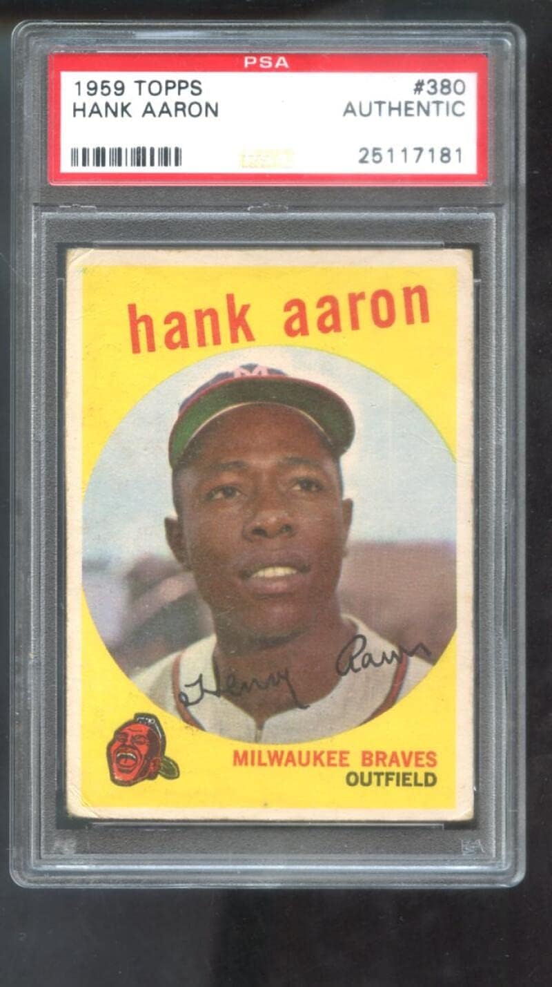 1959 Topps #380 Hank Aaron PSA AUTHENTIC Graded Baseball Card MLB Milwaukee Braves