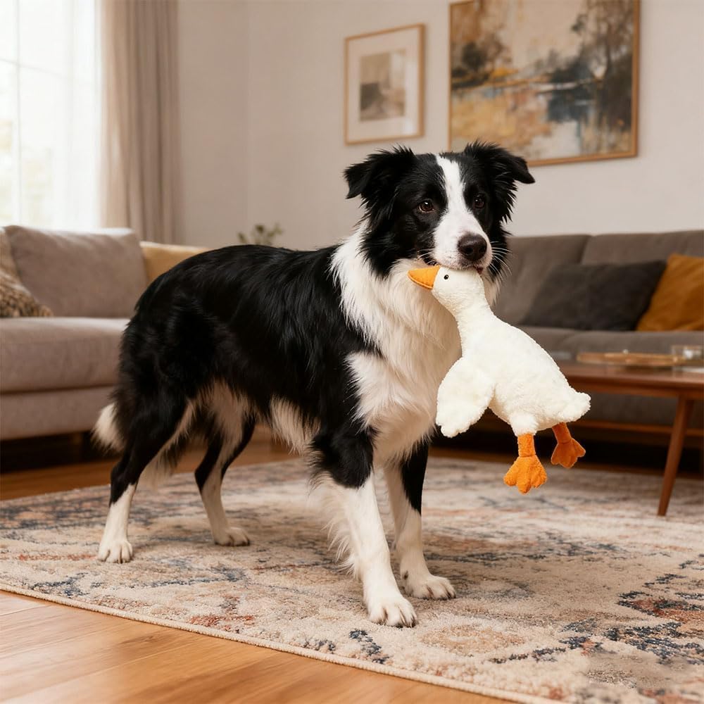 2026 New Large Plush White Duck Dog Toys Realistic Goose,Large Goose Dog Toy,Soft Stuffed Duck Chew Toy for Chewing,Squeaky Dogs Toy for Medium & Large Dogs,Training & Indoor (2PCS, 50cm/19.7in)