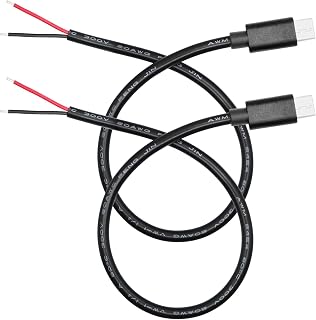 USB C to 2 Pin Bare Wire Open End Power Cord 11",USB Pigtail Cable 20AWG 5A
