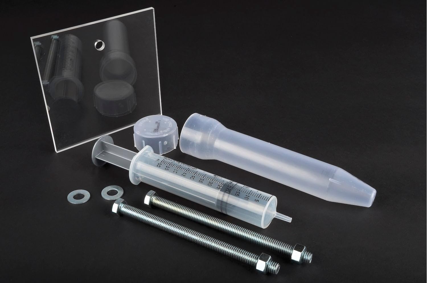 JEGS Economy Cylinder Head CC Kit | Made in USA | Includes 5� x 5� Clear Acrylic CC Plate, 60cc Measuring Device, Storage Case, and Two 3/8 � Head Leveling Fasteners