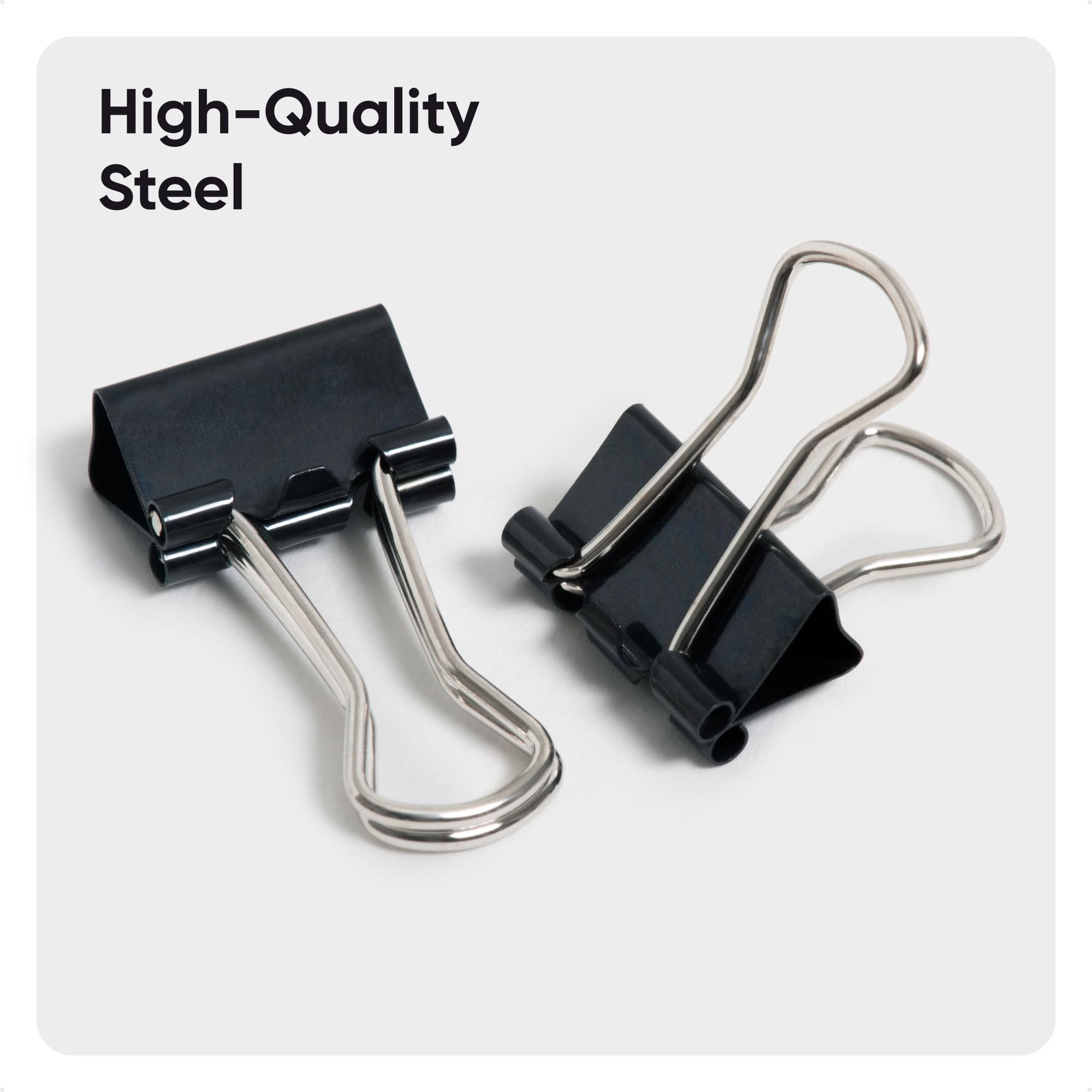 U Brands Binder Clips, Micro 1/2-Inch Width, 1/5-Inch Paper Holding Capacity, Black and Silver Steel, 100-Count - 650U08-24 - Image 4